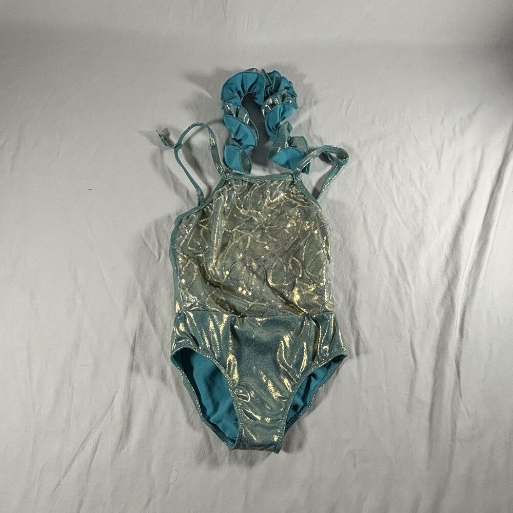 Revolution Dancewear Light Teal Sequin Leotard Girls SC
